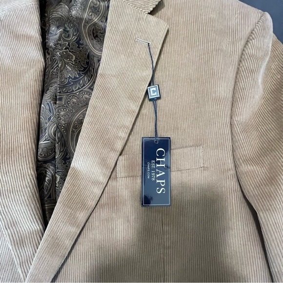 Nwt-Chaps Mens 44l Tan Corduroy Sport Coat Blazer - Picture 10 of 16